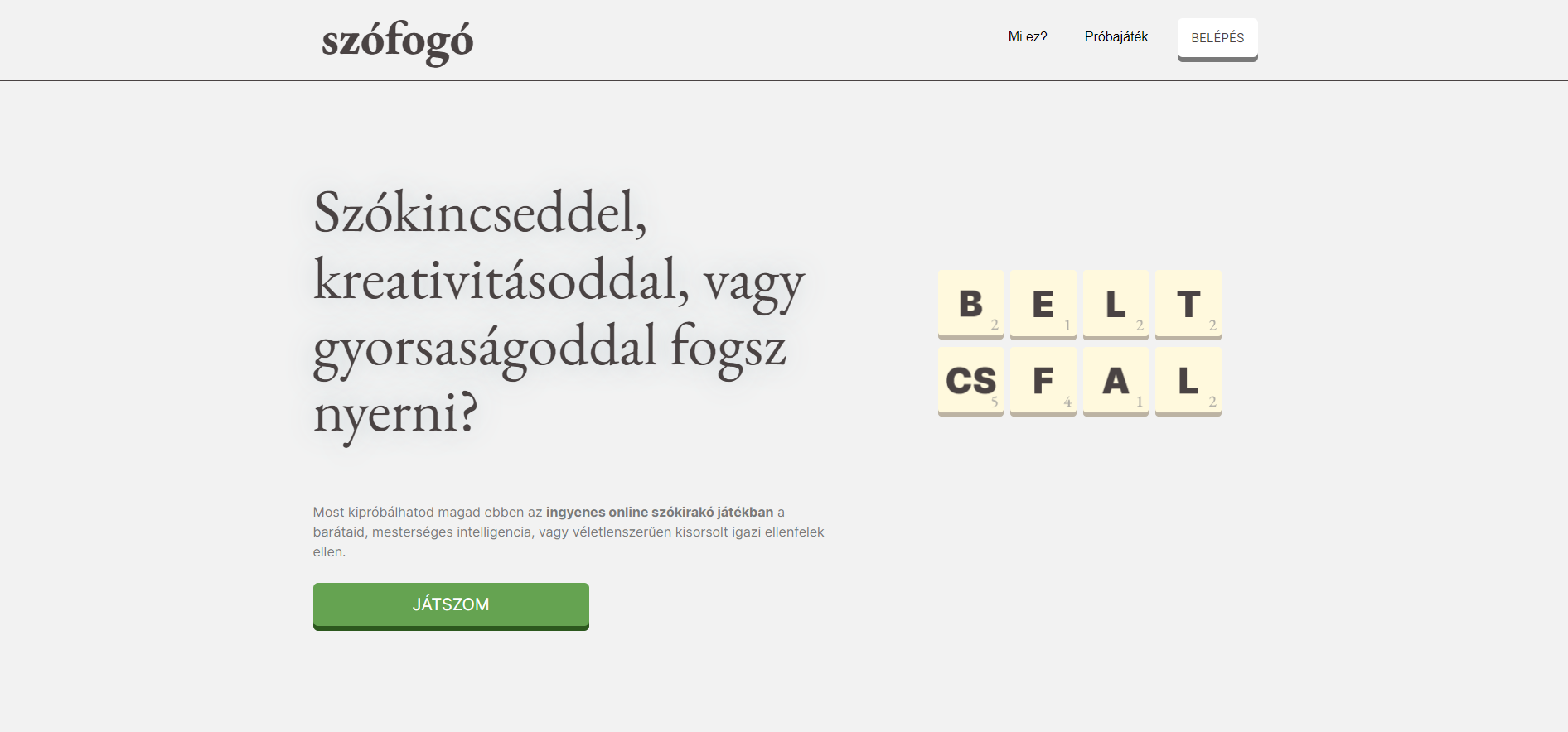 Szófogó Game Screenshot